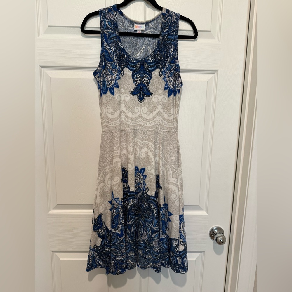 LuLaRoe Blue and White Paisley Nikki Dress